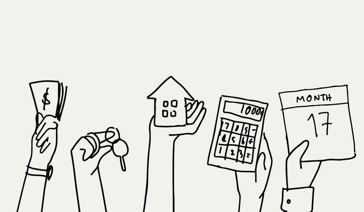 Financial doodle vector real estate concept